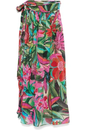 Farm Rio Floral-print midi skirt