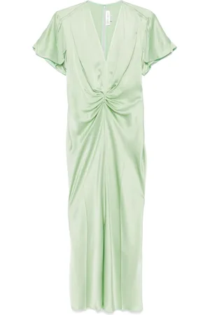 Victoria Beckham Gathered V-neck midi dress