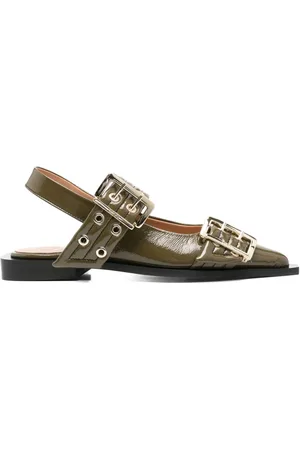 Ganni Buckle-fastening ballerinas