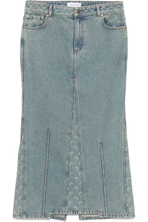 Marine Serre Moon-laser denim maxi skirt