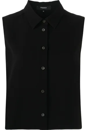 THEORY Pointed collar sleeveless shirt