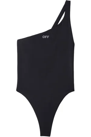 OFF-WHITE Logo-stamp one-shoulder swimsuit