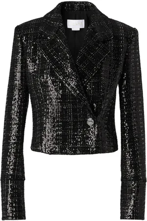GENNY Sequin-embellished tweed cropped jacket