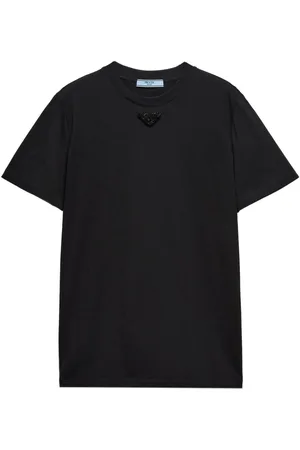 Prada Embroidered-triangle jersey T-shirt