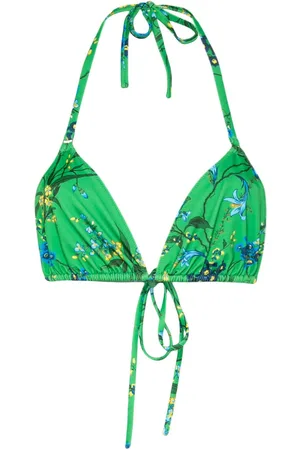 Erdem Floral-print tie-fastening bikini top
