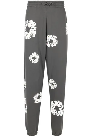 DENIM TEARS Rhinestone Cotton Wreath-print track pants