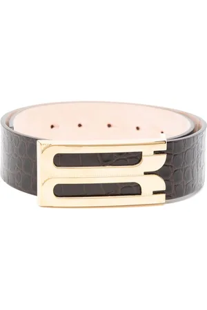 Victoria Beckham Crocodile-embossed leather Jumbo Frame belt
