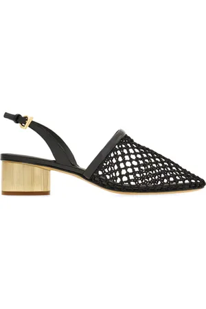 Salvatore Ferragamo 40mm mesh leather slingbacks