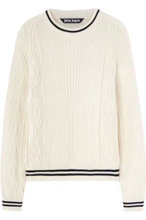 Palm Angels Curved-logo cable-knit sweater
