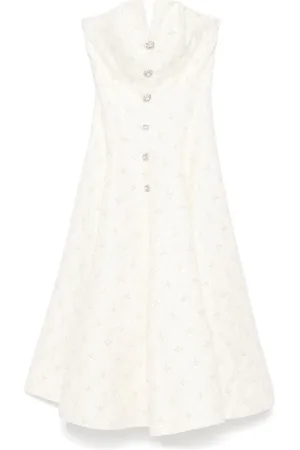 NISSA Embroidered jacquard midi dress