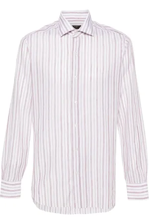BARBA Spread-collar striped shirt