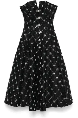 NISSA Embroidered jacquard midi dress