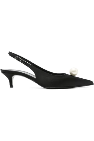 MAGDA BUTRYM 50mm pearl-detail satin pumps