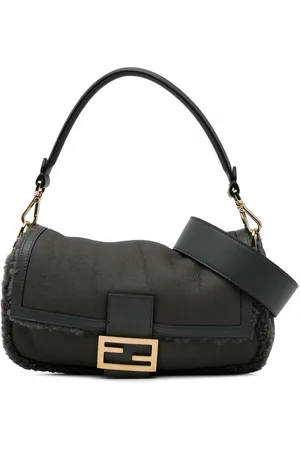 Fendi 2010-2024 Shearling Trimmed Leather Baguette satchel
