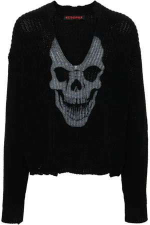 OTTOLINGER Skull-print V-neck jumper