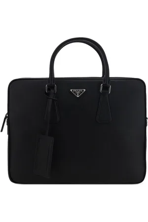 Prada Triangle-logo leather briefcase