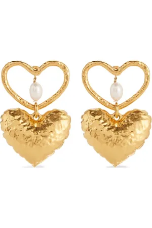 Nina Ricci Double heart brass earrings