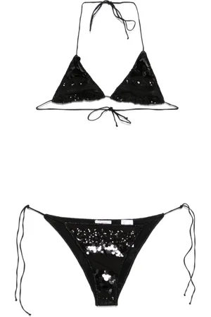 Oseree Sequined stripe micro bikini
