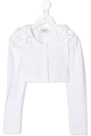 MONNALISA Floral-appliqué cropped cardigan