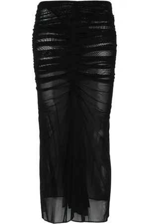 MUGLER Ruched midi skirt