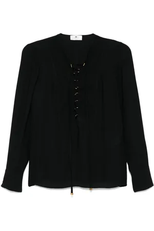 Elisabetta Franchi Lace-up georgette blouse