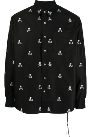 MASTERMIND Embroidered-skull long-sleeve shirt