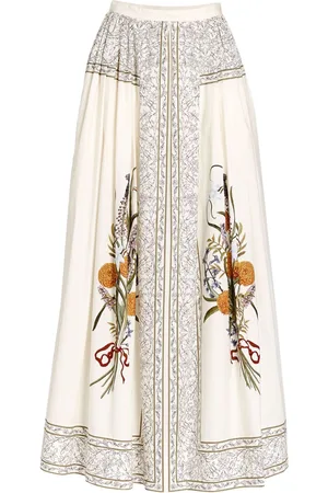 Giambattista Valli Marigold Bouquets-print poplin skirt