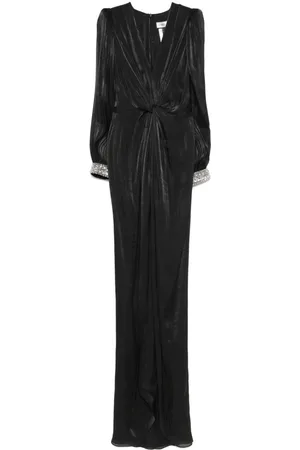 NISSA Twist-detail plissé maxi dress