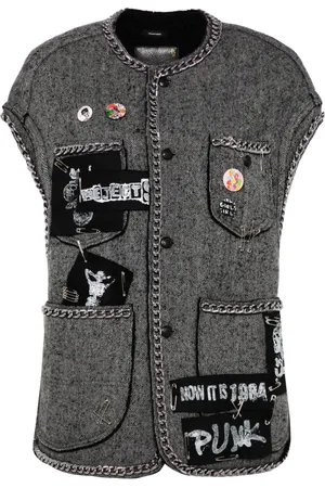 R13 Herringbone-pattern sleeveless jacket