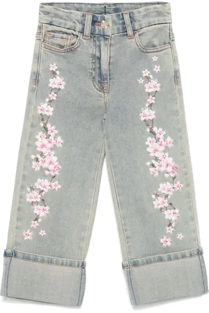 MONNALISA Floral-embroidered jeans