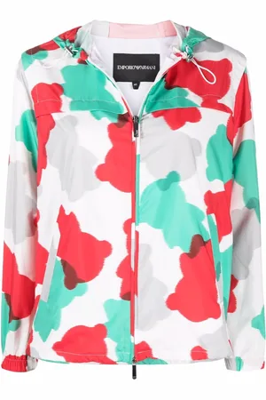 Emporio Armani Abstract-print drawstring hood jacket