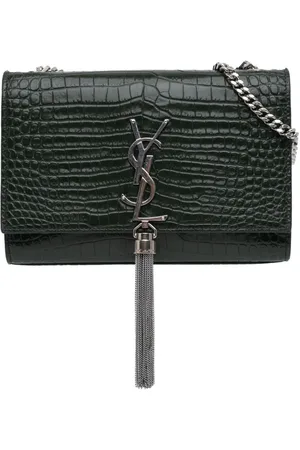 Saint Laurent 2018 Medium Croc Embossed Leather Kate Tassel crossbody bag
