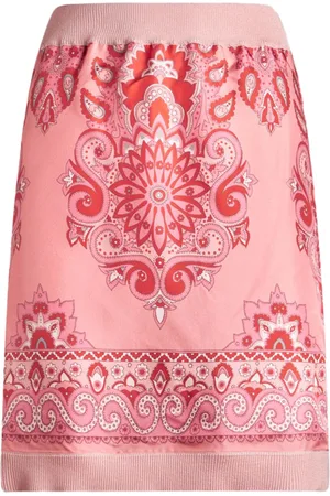 Etro Printed-panel knitted skirt