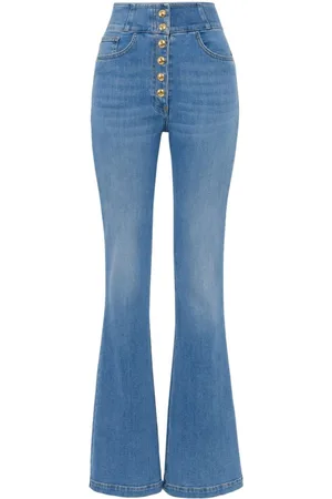 Elisabetta Franchi Logo-button flared jeans