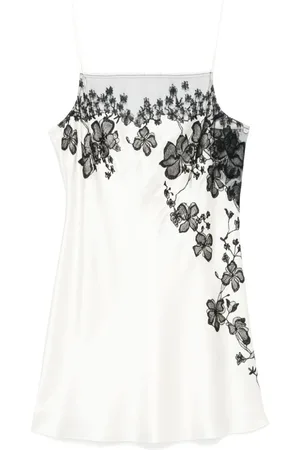 CARINE GILSON Lace-detail silk slip dress