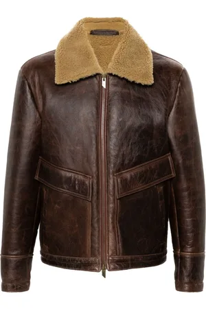 SALVATORE SANTORO Shearling-collar leather jacket