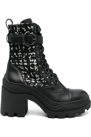 Moncler 70mm tweed combat boots