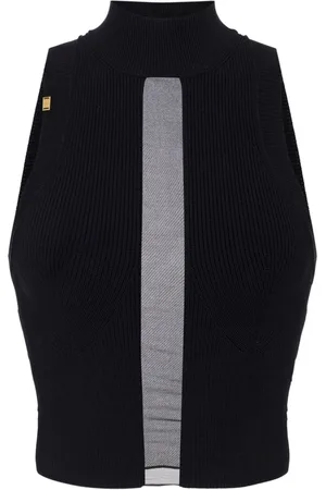 Elisabetta Franchi Tulle-appliqué top