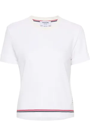 Thom Browne RWB-stripe piqué-knit top