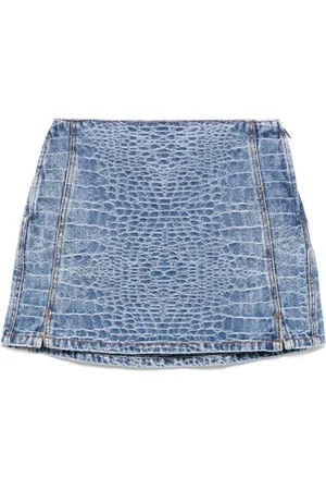 ERMANNO SCERVINO Crocodile-print denim mini skirt