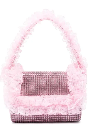 Self-Portrait Crystal-embellished lace-detail shoulder bag