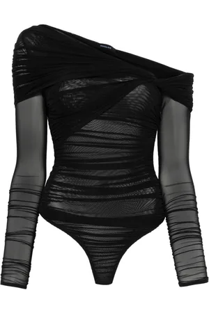MUGLER Off-shoulder ruched bodysuit