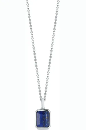 Mateo Sterling emerald cut lapis necklace