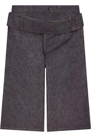 Courrèges Double-belted denim shorts