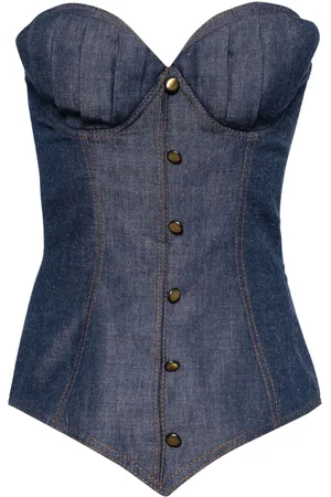 Saiid Kobeisy Button-detail denim corset top