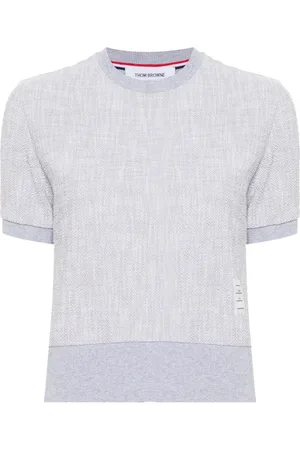Thom Browne Bouclé logo-patch T-shirt