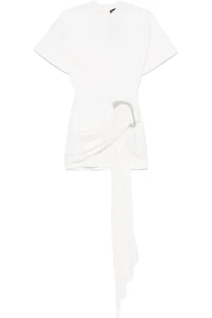 DAVID KOMA Crystal-buckle mini dress