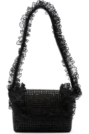 Self-Portrait Crystal-embellished lace-detail shoulder bag