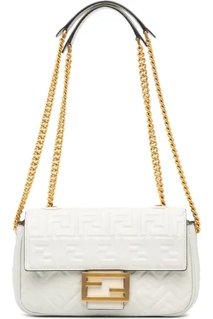 Fendi 2010-2024 Zucca Embossed Chain Midi Baguette shoulder bag
