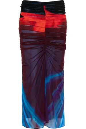 MUGLER Ruched midi skirt